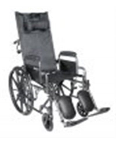Reclining Wheelchair McKesson Desk Length Arm Removable Padded Arm Style Composite Mag Wheel Black Upholstery 18 Inch Seat Width 300 lbs. Weight Capacity
